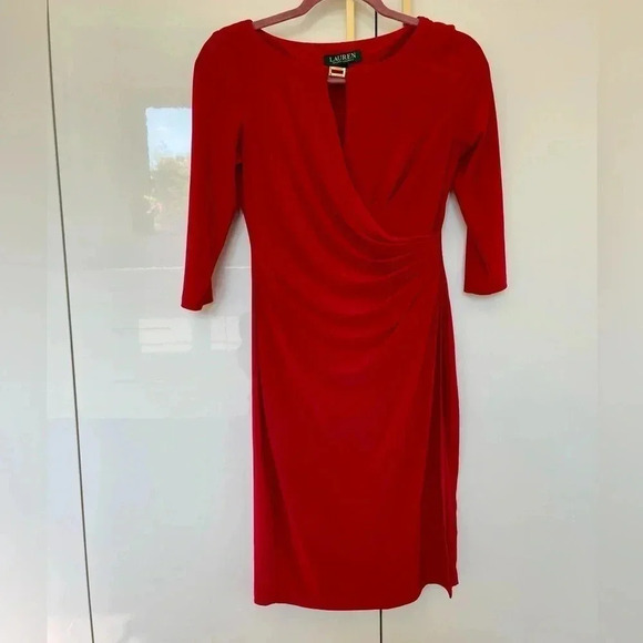 Ralph Lauren Dresses & Skirts - Ralph Lauren Dress Wrap Style  Vneck long Sleeve Red size 2
